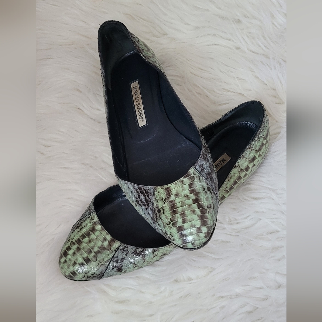 Manolo Blahnik Python Flats